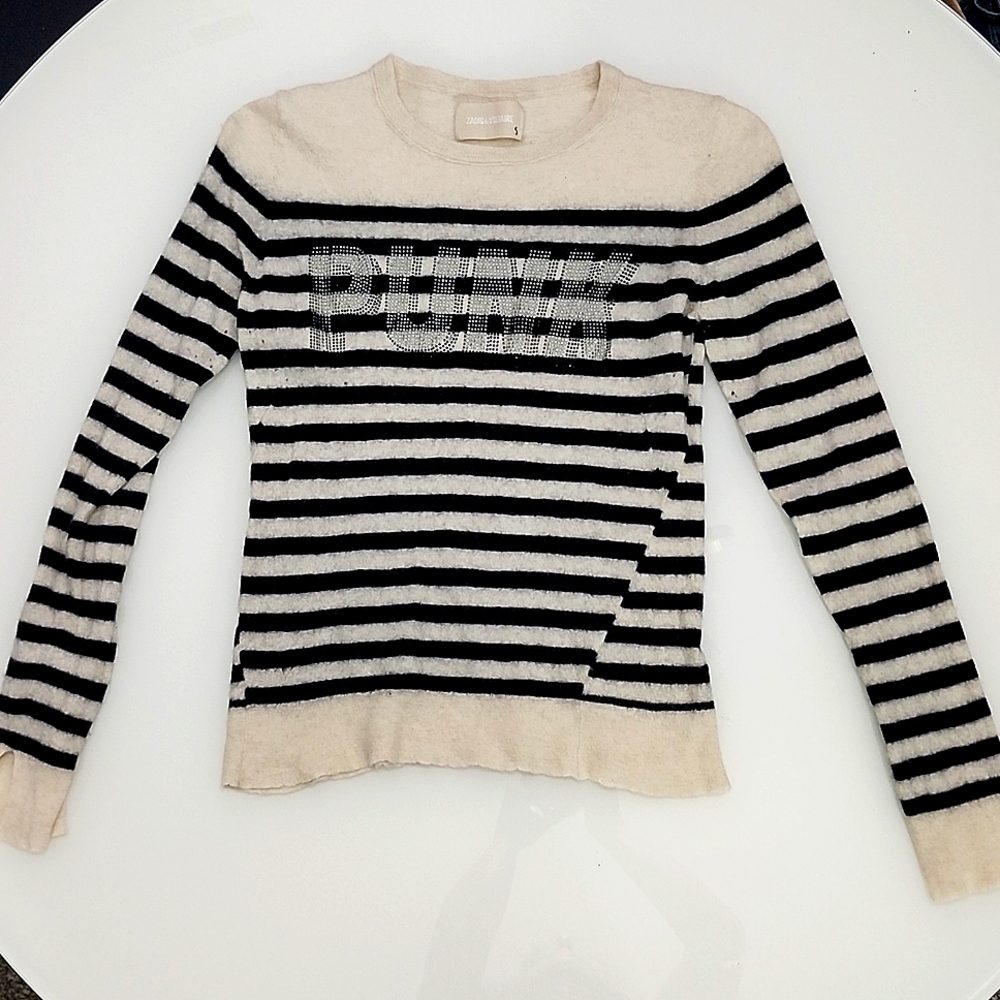Zadig & Voltaire striped punk cashmere sweater